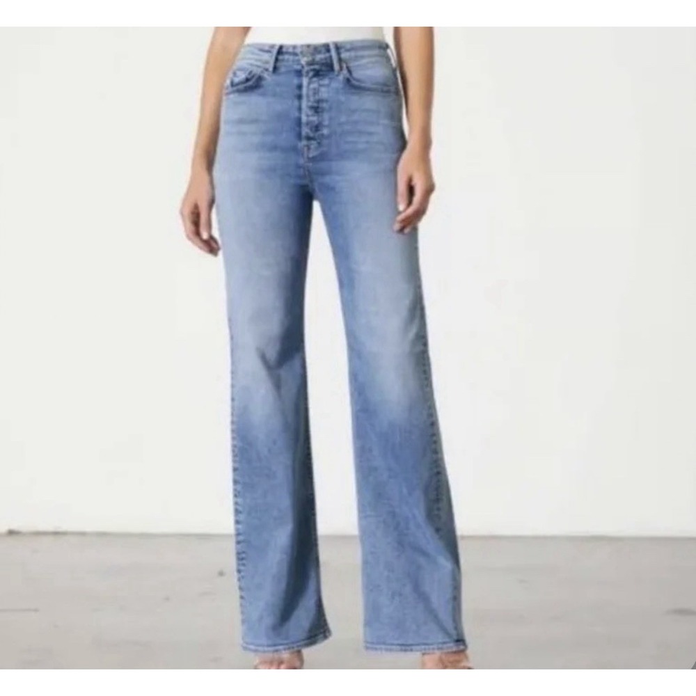 GRLFRND Carla Wide Leg Jeans Women's Size 24 Mid Rise Stretch Revolve 27" Inseam
